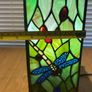 Vintage Tiffany-style Dragonfly square table lamp Image 6