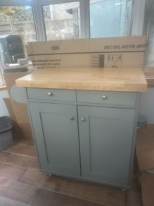 Beautiful Sage Green Kitchen Island / Freestanding Cabinet