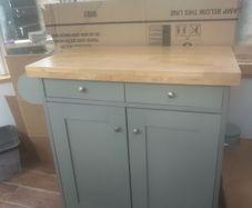 Beautiful Sage Green Kitchen Island / Freestanding Cabinet