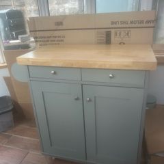 Beautiful Sage Green Kitchen Island / Freestanding Cabinet