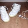 White leather Skechers high tops, size 1.5, vgc Image 2