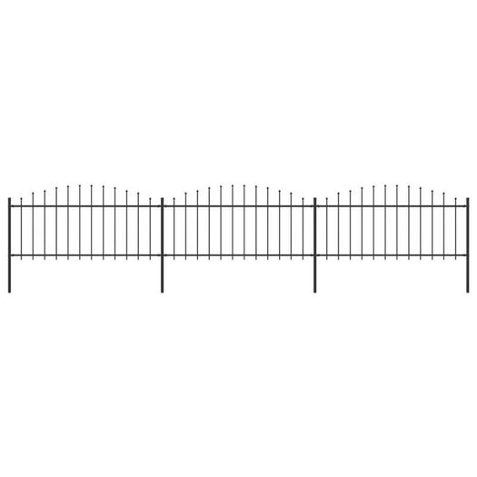 Garden Fence with Spear Top Steel (0.5-0.75)x5.1 m Black