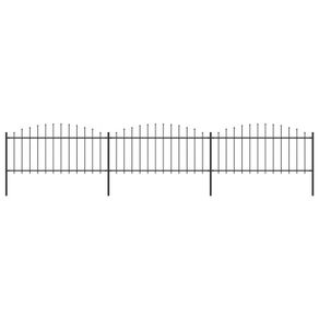 Garden Fence with Spear Top Steel (0.5-0.75)x5.1 m Black