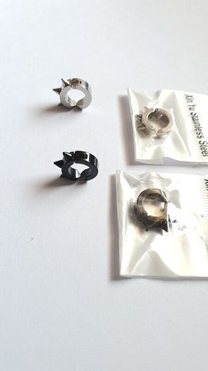 Spike Hoop Earring Stainless Steel Men Women Classic Earrings Steel Magnetic Non-piercing Ear Clips Black & White