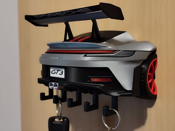 Porsche 911 GT3 RS Rear-End Key Holder Wall Mount