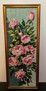 Handmade tapestry with pink roses