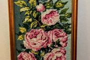 Handmade tapestry with pink roses