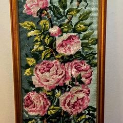 Handmade tapestry with pink roses