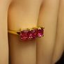Stunning Lab Grown Padparasha Sapphire Trilogy Ring. Image 10