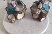 Set Of Tow Dog Fegurine Drumer On Stand