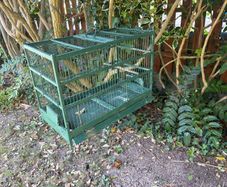 Vintage French Decorative Wire and Wood Bird Cage
