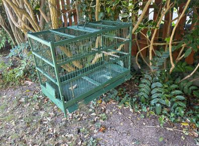 Vintage French Decorative Wire and Wood Bird Cage