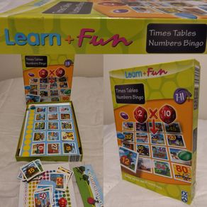 learn + fun times tables numbers bingo game