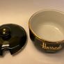 Vintage Harrods Food Halls Apilco France Lidded Preserve Pot / Sugar Bowl Green & Gold Image 5