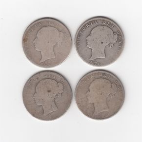 G.B. 4 x Half Crowns, 2/6, 92.5% Silver, Victorian YOUNG HEAD Coins ( no.486)