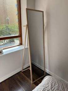 Full-length Standing Mirror with Integrated Hanging Rail
