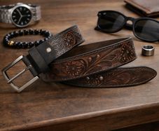 Premium Embossed Genuine Leather Belt Stylish Vintage Designer Belt Durable Formal & Casual Waist Belt