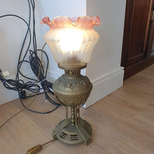 Vintage brass oil lamp converted working