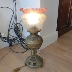 Vintage brass oil lamp converted working