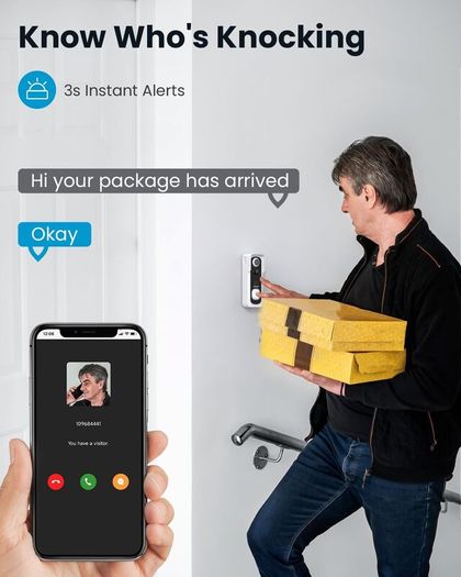 ieGeek Wire Free Wireless FHD 1080P Smart Video Doorbell - No Subscription Required - Brand New