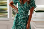 Women boho floral print dress