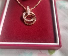 ladies new rose gold interlock necklace
