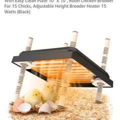 Brooder Heater For Chicks, Chick Brooder Heating Plate With Easy Clean Plate 10" X 10"Chick Brooder For 15 Chicks, Adjustable Height Brooder Heater 15 Watts