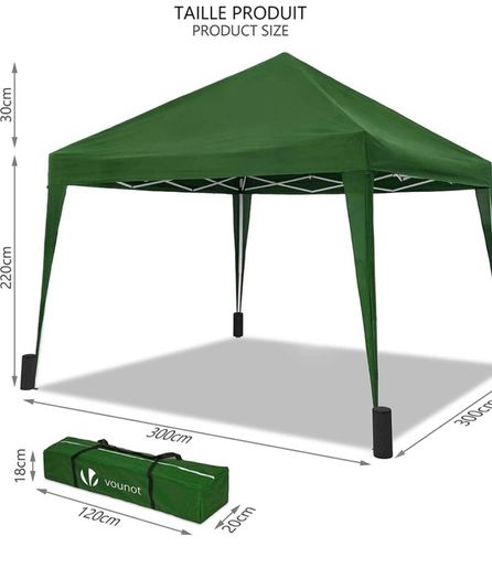 3x3m Pop Up Gazebo with 4 Leg Weight Bags, Folding Party Tent for Garden Outdoor, Green (FREE POSTAGE)