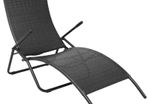 Folding Sun Lounger Poly Rattan Black