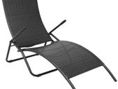 Folding Sun Lounger Poly Rattan Black