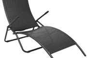 Folding Sun Lounger Poly Rattan Black