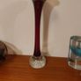 Fabulous Vintage Retro Mid-Century-Modern Swedish Art Glass Hand-Blown Tall Red Jack in the Pulpit or Bone Vase with a Clear Glass Weighted Foot, with Controlled Bubbles, by Aseda Glasbruk, Sweden, circa 1960 Image 2