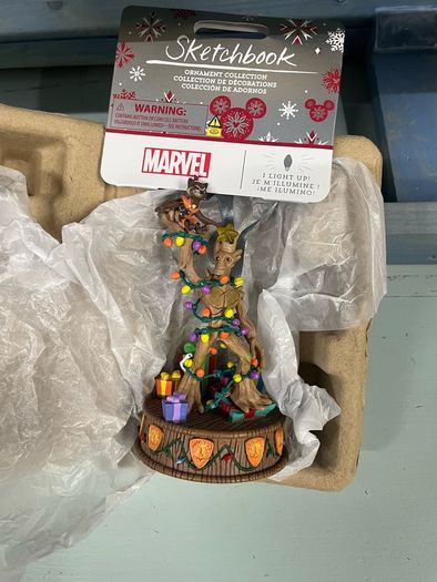 Rocket and Groot Light-Up Living Magic Sketchbook Ornament, Guardians of the Galaxy