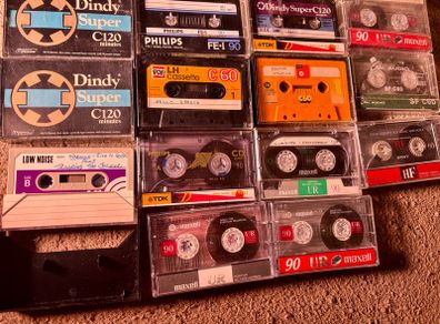 Various Audio recording cassettes in cases