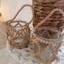Seagrass vase with greenery & 2  beaded hurricane lamps Image 3