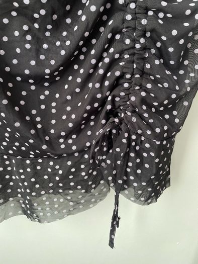 Prettylittlething  black polka dot ruched dress plus size new