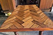 Oak and mahogany table