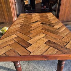 Oak and mahogany table