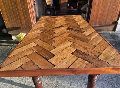Oak and mahogany table