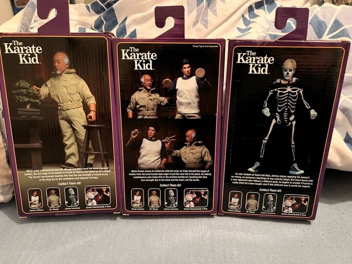 3 Karate Kid Figures. Daniel, Johnny & Miyagi