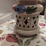 Vintage Hand Panted Cut Out lidded jar plus candle Image 2