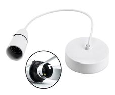 Ceiling Pendant Light Fitting 9 Inch White Bayonet Pendant for Ceiling, Pre Wired with Cord Grip Indoor Lighting