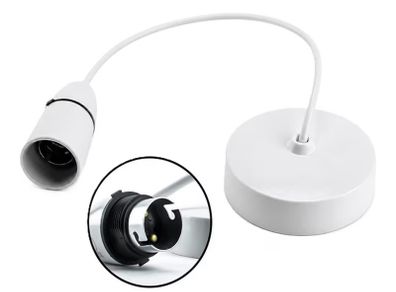 Ceiling Pendant Light Fitting 9 Inch White Bayonet Pendant for Ceiling, Pre Wired with Cord Grip Indoor Lighting