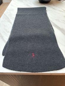 Polo Ralph Lauren Washable Merino Wool Charcoal Grey Scarf
