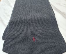 Polo Ralph Lauren Washable Merino Wool Charcoal Grey Scarf