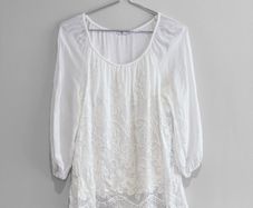Pre Owned White Embroidered Boho Tunic Blouse