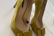 Zara Lime Green Satin Heels Size 5