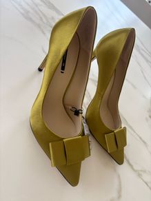 Zara Lime Green Satin Heels Size 5