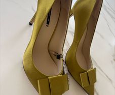 Zara Lime Green Satin Heels Size 5