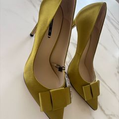 Zara Lime Green Satin Heels Size 5